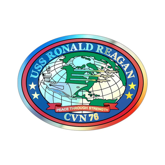 USS Ronald Reagan CVN 76 (U.S. Navy) Holographic STICKER Die-Cut Vinyl Decal 6 Inch Holographic - The Sticker Space