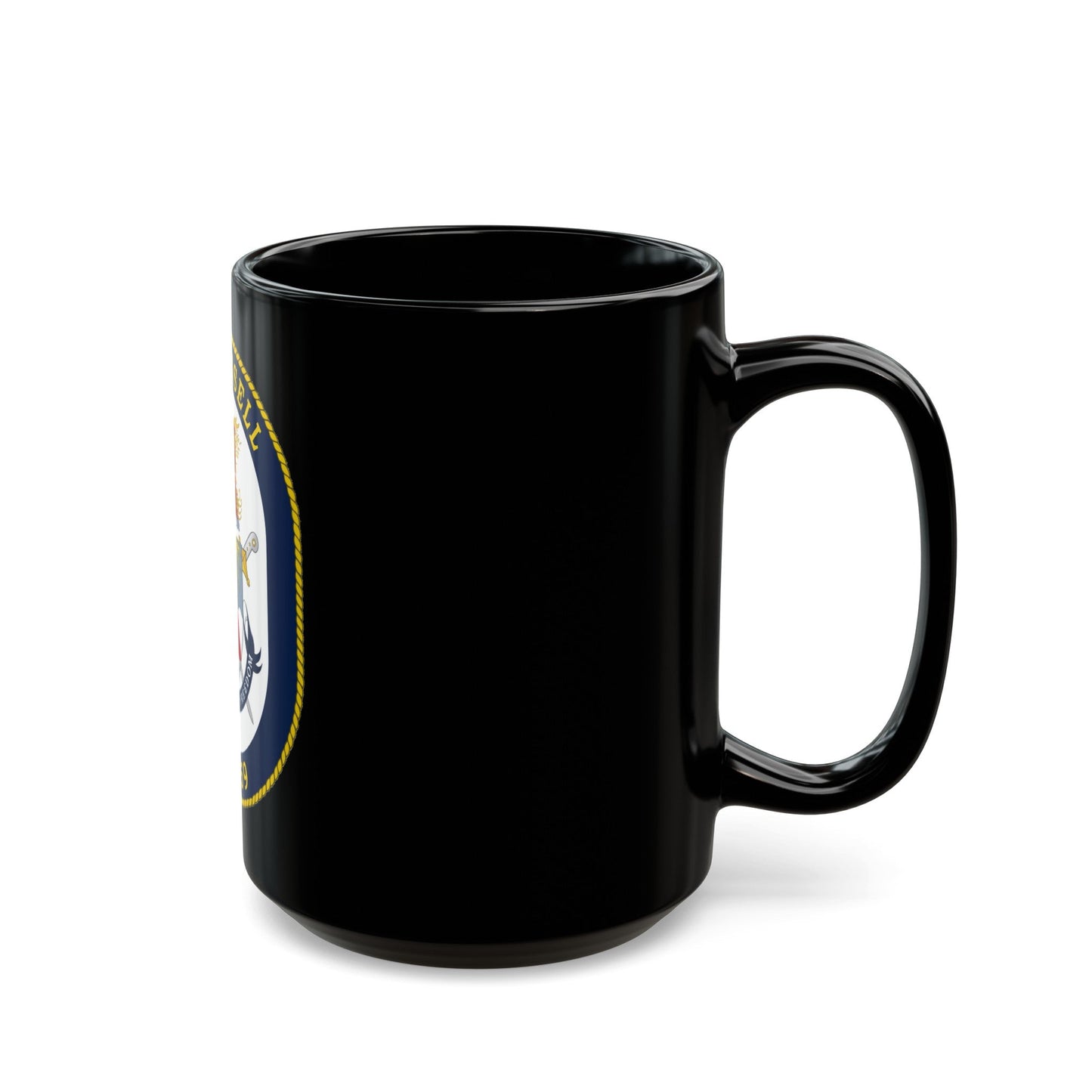 USS Russell DDG 59 Crest (U.S. Navy) Black Coffee Mug-The Sticker Space