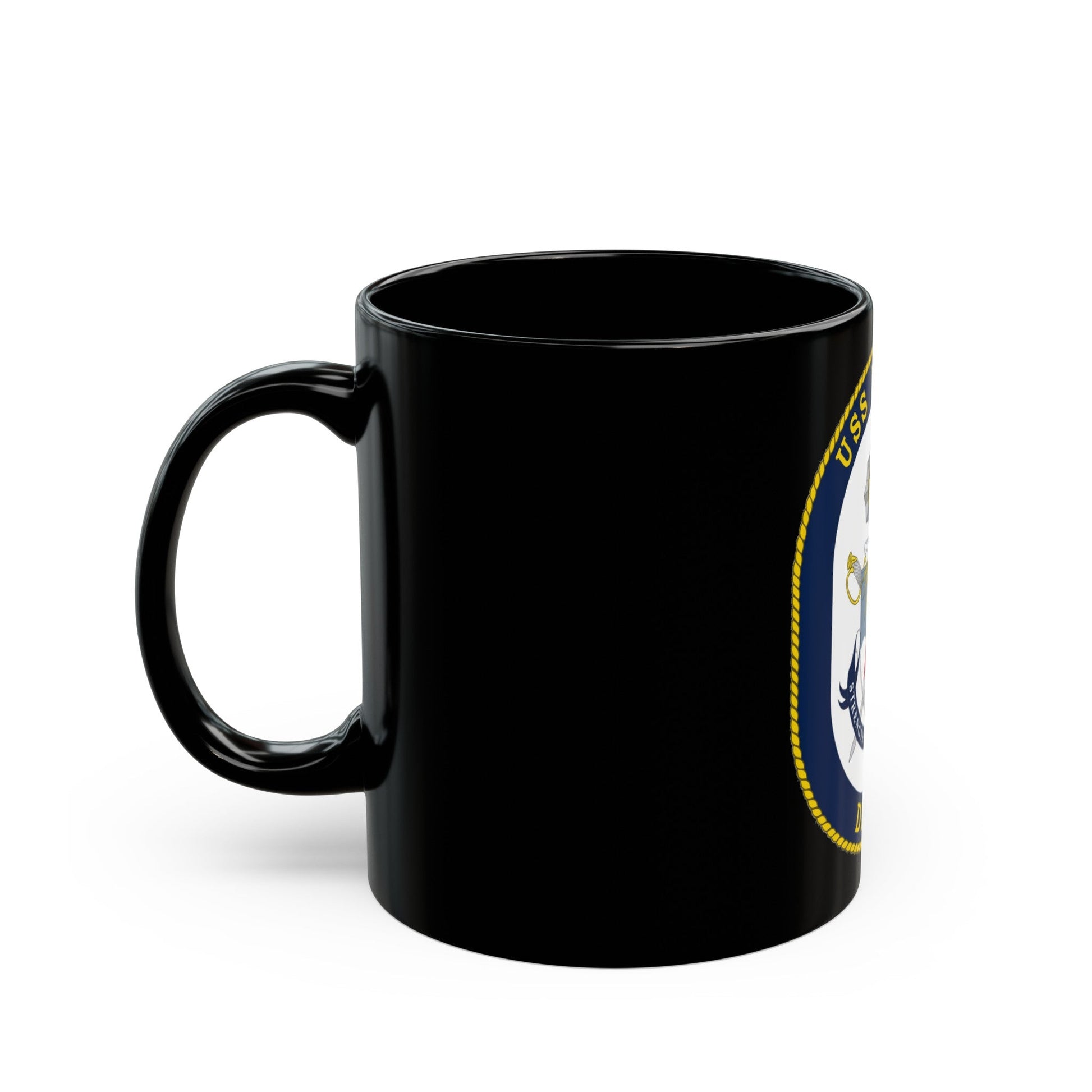 USS Russell DDG 59 Crest (U.S. Navy) Black Coffee Mug-The Sticker Space