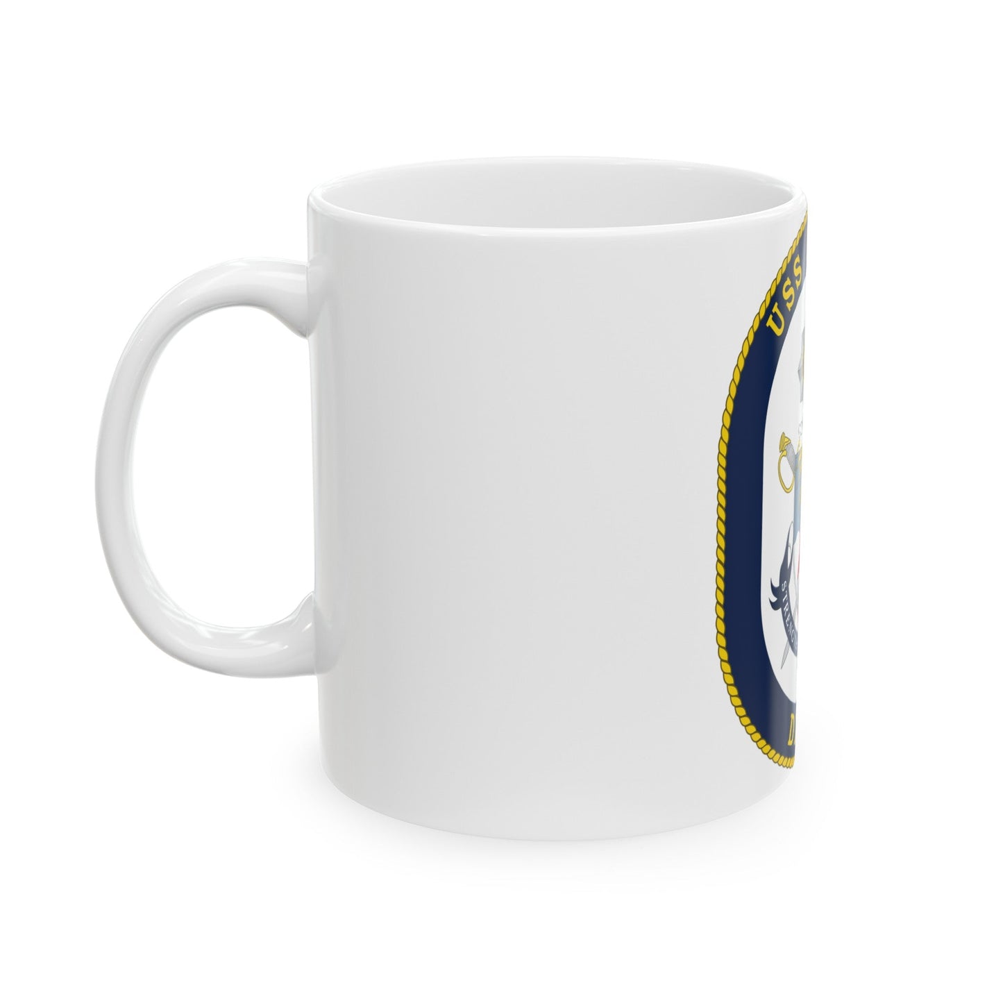 USS Russell DDG 59 Crest (U.S. Navy) White Coffee Mug-The Sticker Space