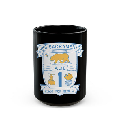 USS Sacramento Ready For Service (U.S. Navy) Black Coffee Mug-15oz-The Sticker Space