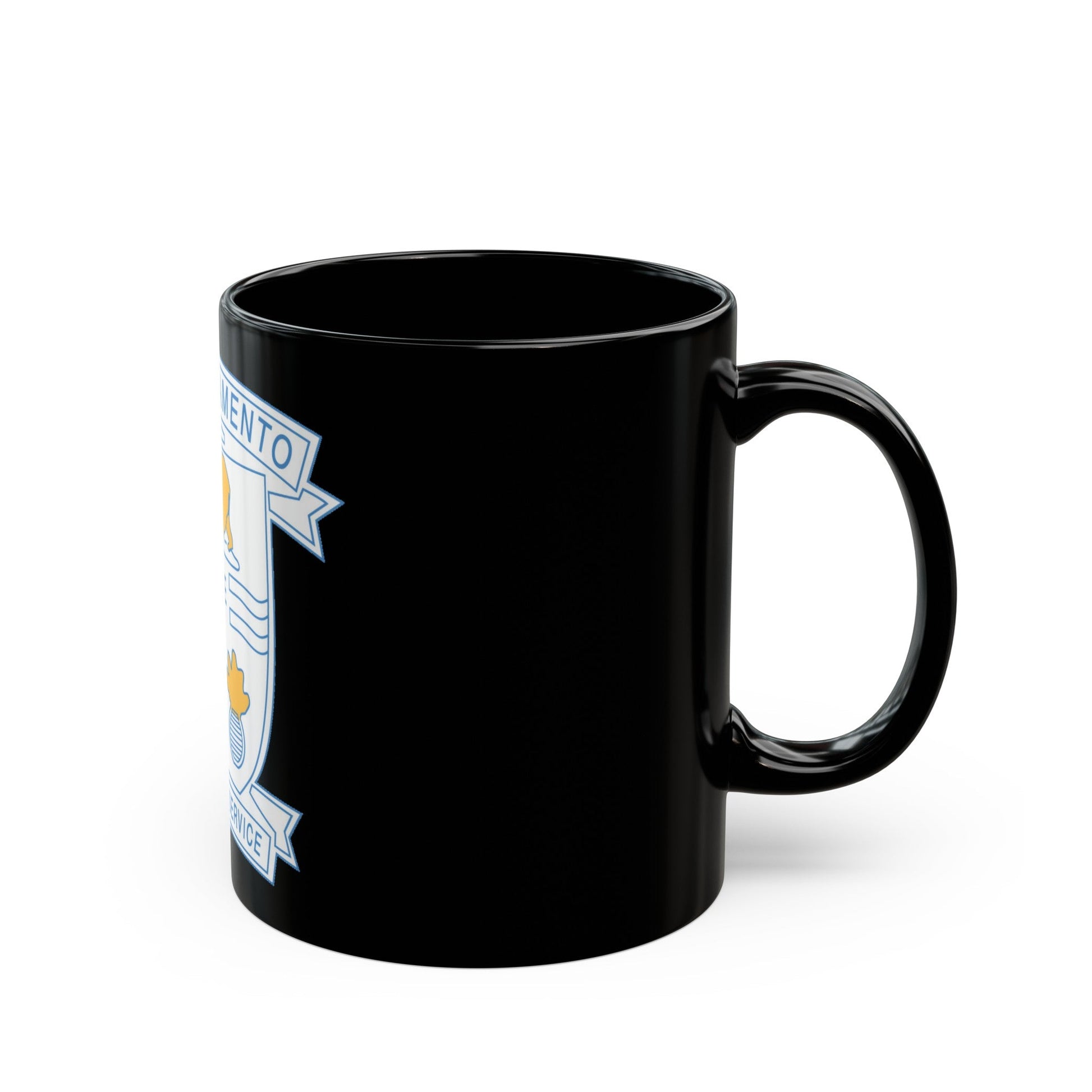 USS Sacramento Ready For Service (U.S. Navy) Black Coffee Mug-The Sticker Space