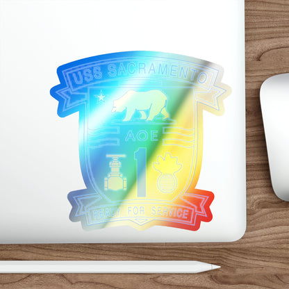 USS Sacramento Ready For Service (U.S. Navy) Holographic STICKER Die-Cut Vinyl Decal-The Sticker Space