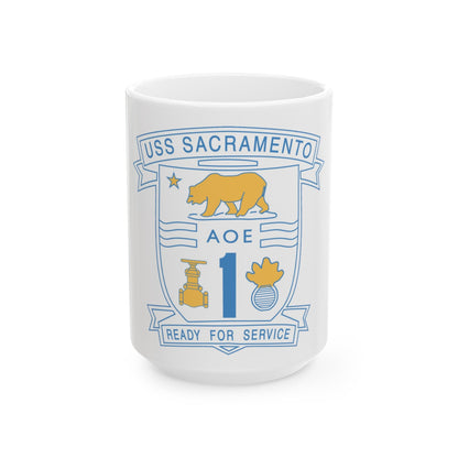 USS Sacramento Ready For Service (U.S. Navy) White Coffee Mug-15oz-The Sticker Space