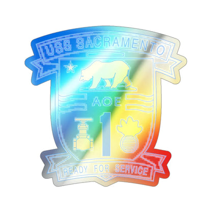 USS Sacramento Ready For Service (U.S. Navy) Holographic STICKER Die-Cut Vinyl Decal 4 Inch Holographic - The Sticker Space