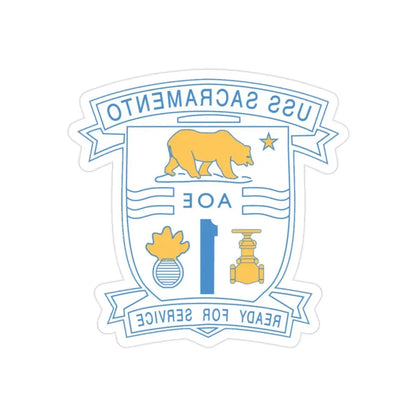 USS Sacramento Ready For Service (U.S. Navy) REVERSE PRINT Transparent Die-Cut STICKER 2 Inch Die-Cut Transparent - The Sticker Space