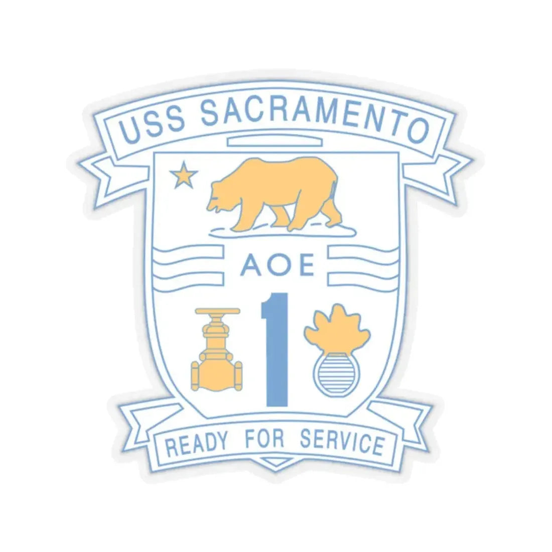 USS Sacramento Ready For Service (U.S. Navy) STICKER Vinyl Kiss-Cut Decal 2 Inch Transparent - The Sticker Space