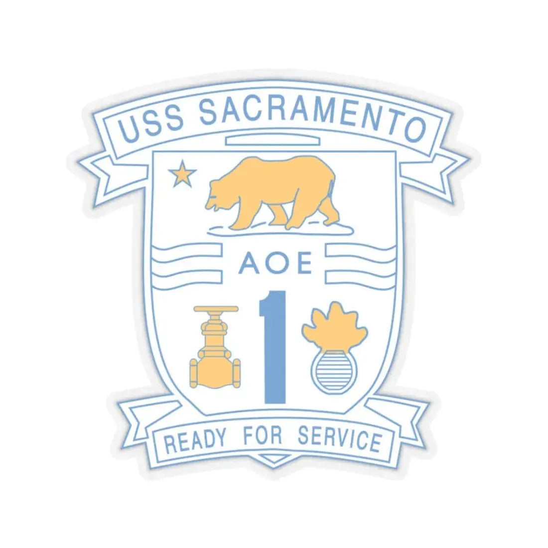 USS Sacramento Ready For Service (U.S. Navy) STICKER Vinyl Kiss-Cut Decal 3 Inch Transparent - The Sticker Space