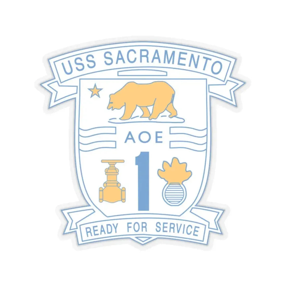 USS Sacramento Ready For Service (U.S. Navy) STICKER Vinyl Kiss-Cut Decal 4 Inch Transparent - The Sticker Space