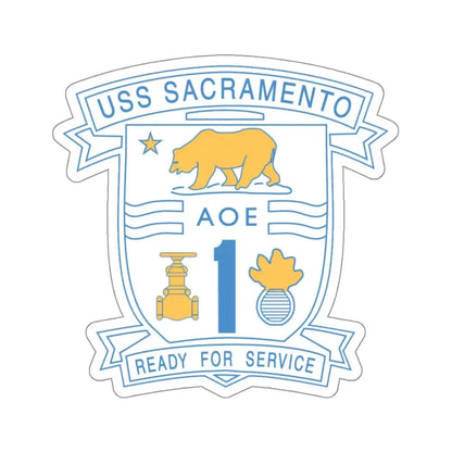 USS Sacramento Ready For Service (U.S. Navy) STICKER Vinyl Kiss-Cut Decal 4 Inch White - The Sticker Space