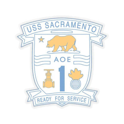USS Sacramento Ready For Service (U.S. Navy) STICKER Vinyl Kiss-Cut Decal 6 Inch Transparent - The Sticker Space