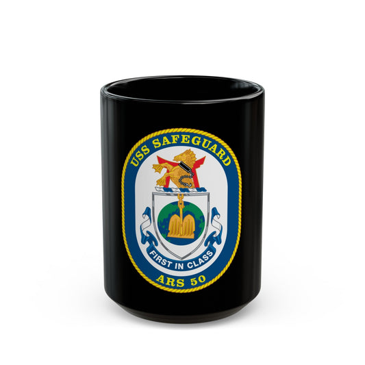 USS Safeguard ARS 50 (U.S. Navy) Black Coffee Mug-15oz-The Sticker Space