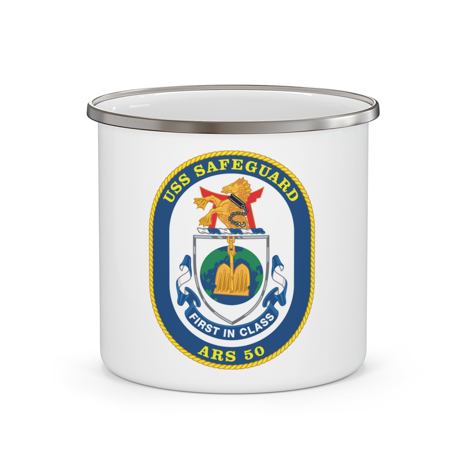 USS Safeguard ARS 50 (U.S. Navy) Enamel Mug 12oz-12oz-The Sticker Space