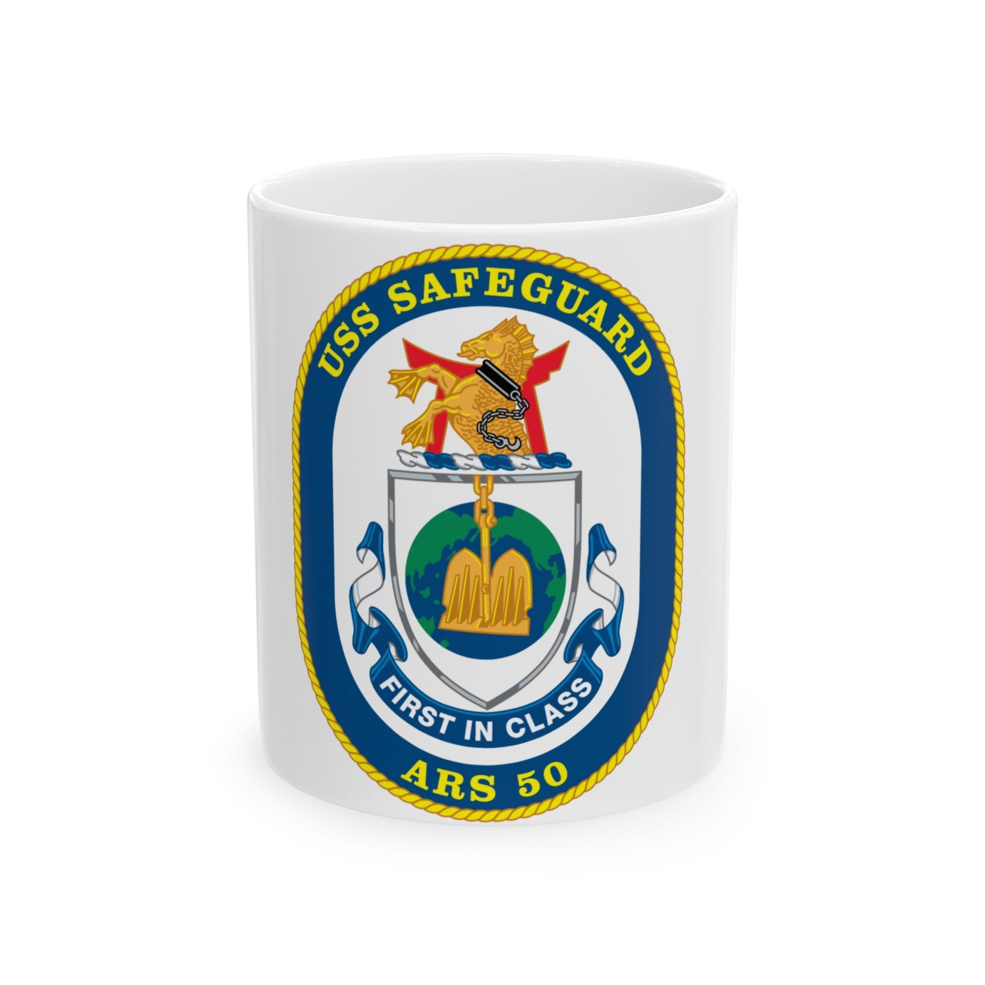 USS Safeguard ARS 50 (U.S. Navy) White Coffee Mug-11oz-The Sticker Space