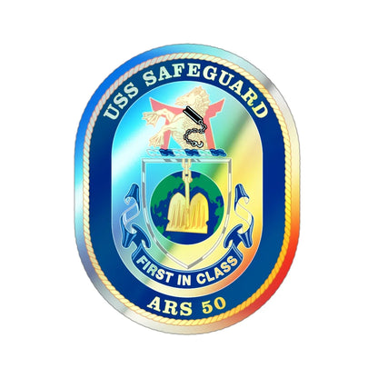 USS Safeguard ARS 50 (U.S. Navy) Holographic STICKER Die-Cut Vinyl Decal 3 Inch Holographic - The Sticker Space