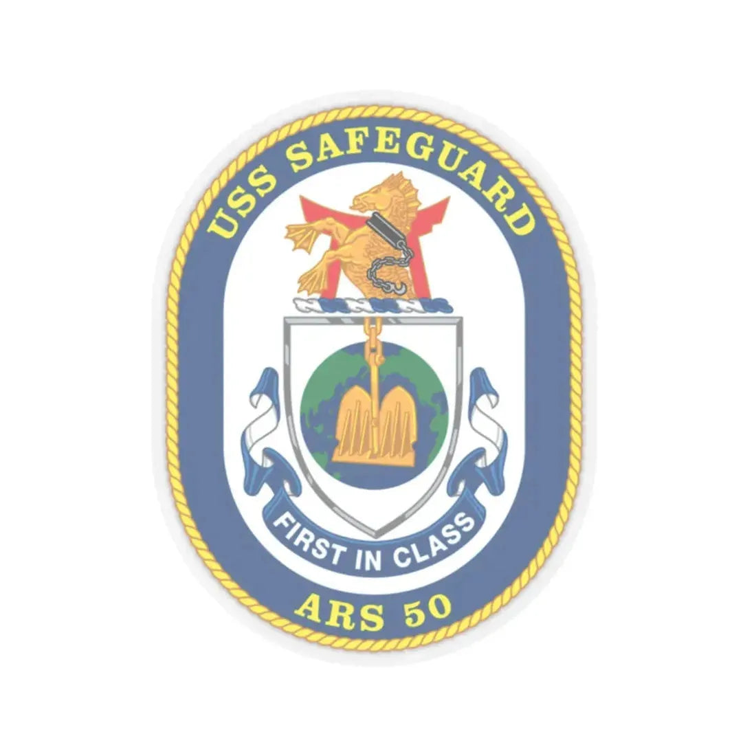 USS Safeguard ARS 50 (U.S. Navy) STICKER Vinyl Kiss-Cut Decal 2 Inch Transparent - The Sticker Space