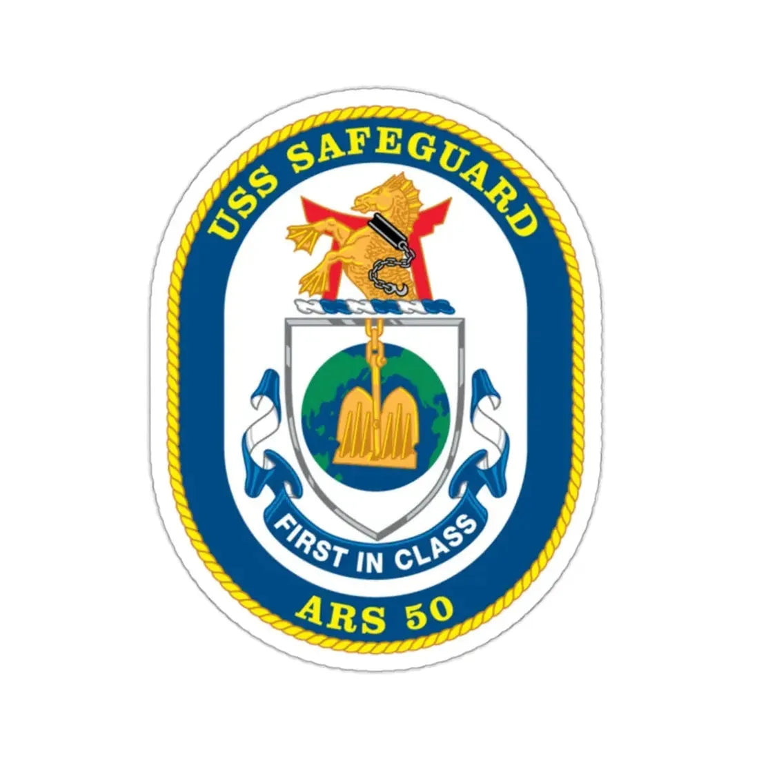 USS Safeguard ARS 50 (U.S. Navy) STICKER Vinyl Kiss-Cut Decal 2 Inch White - The Sticker Space