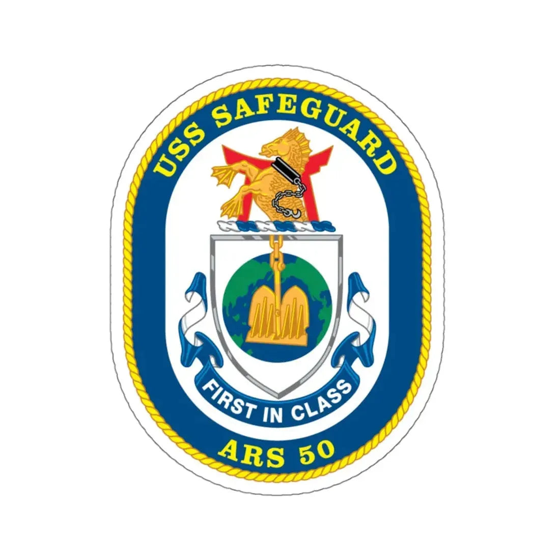 USS Safeguard ARS 50 (U.S. Navy) STICKER Vinyl Kiss-Cut Decal 4 Inch White - The Sticker Space