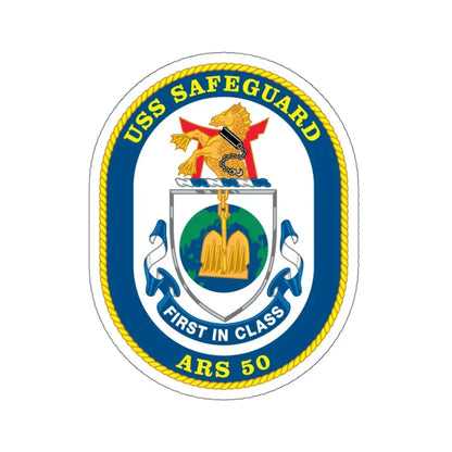USS Safeguard ARS 50 (U.S. Navy) STICKER Vinyl Kiss-Cut Decal 4 Inch White - The Sticker Space
