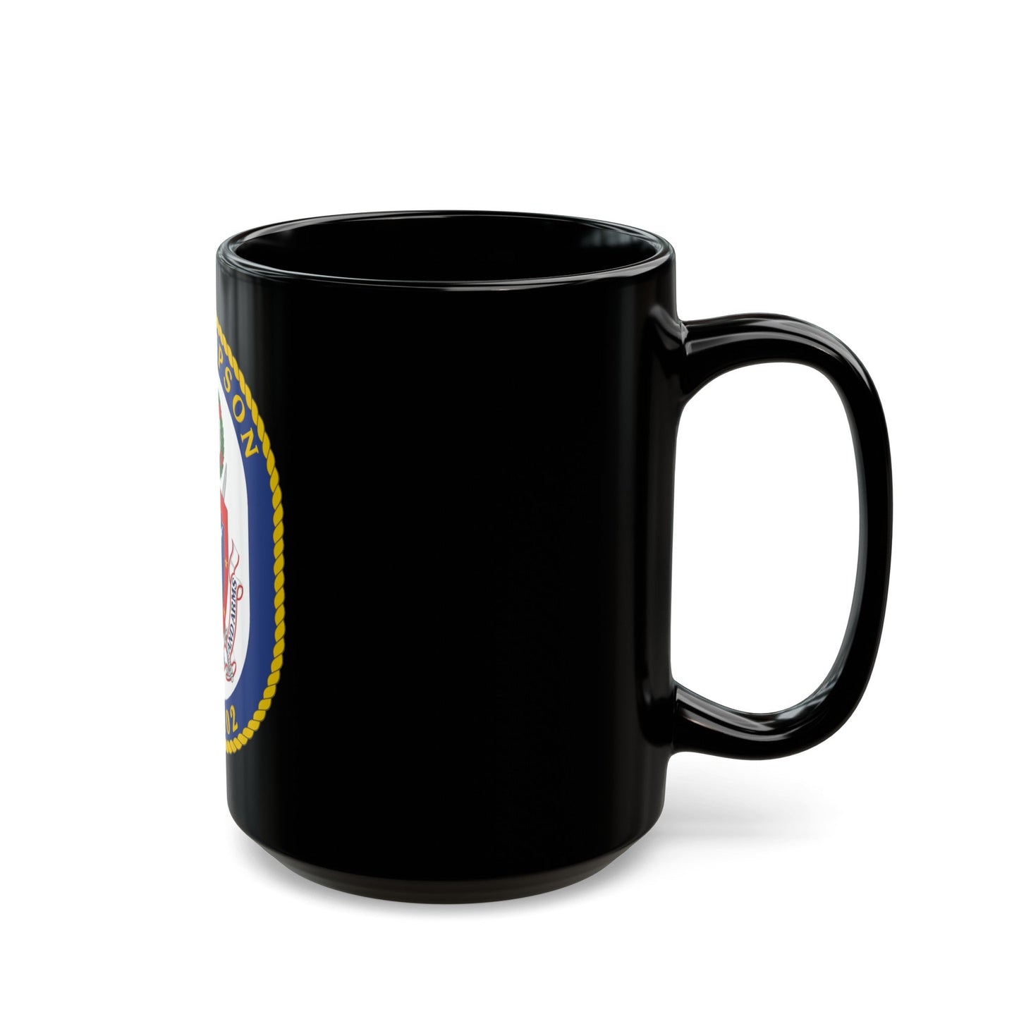 USS Sampson DDG 102 Crest (U.S. Navy) Black Coffee Mug-The Sticker Space