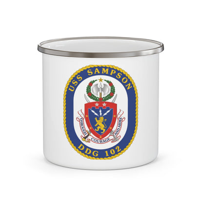 USS Sampson DDG 102 Crest (U.S. Navy) Enamel Mug 12oz-12oz-The Sticker Space