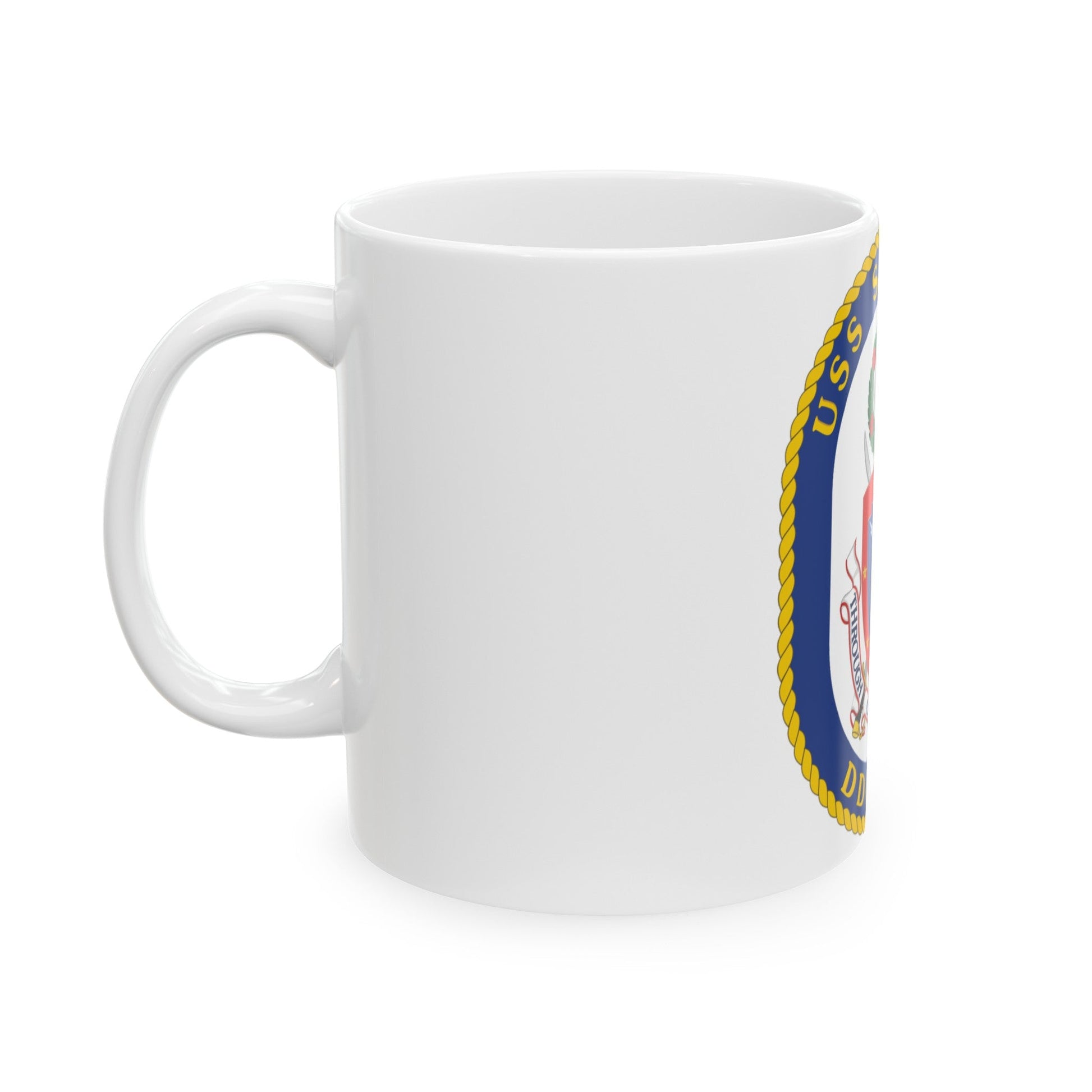 USS Sampson DDG 102 Crest (U.S. Navy) White Coffee Mug-The Sticker Space