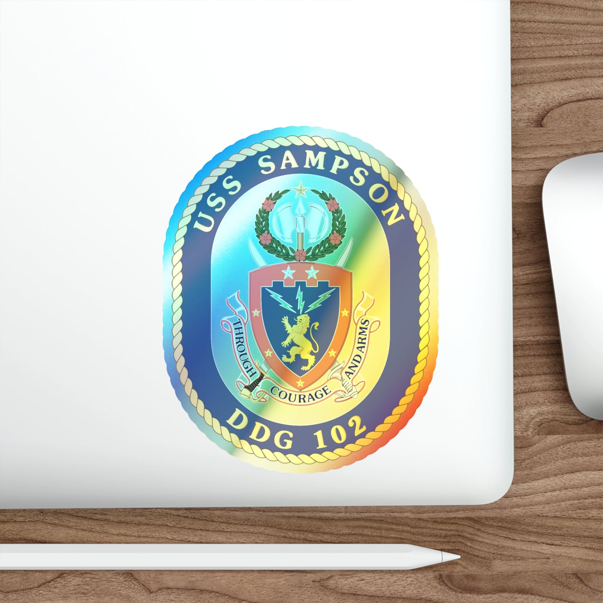 USS Sampson DDG 102 (U.S. Navy) Holographic STICKER Die-Cut Vinyl Decal-The Sticker Space