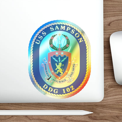 USS Sampson DDG 102 (U.S. Navy) Holographic STICKER Die-Cut Vinyl Decal-The Sticker Space