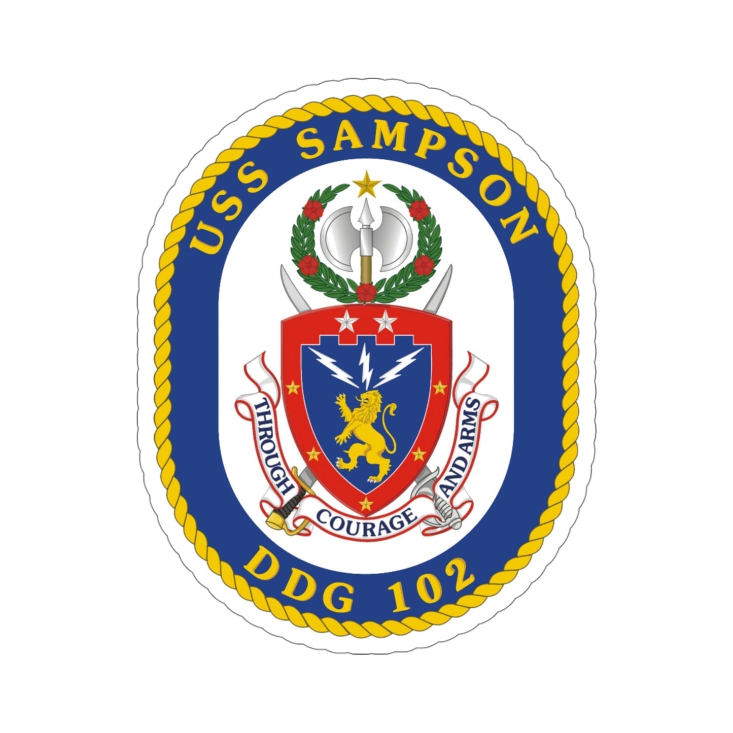 USS Sampson DDG 102 (U.S. Navy) STICKER Vinyl Die-Cut Decal-4 Inch-The Sticker Space