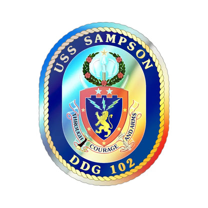 USS Sampson DDG 102 (U.S. Navy) Holographic STICKER Die-Cut Vinyl Decal 3 Inch Holographic - The Sticker Space