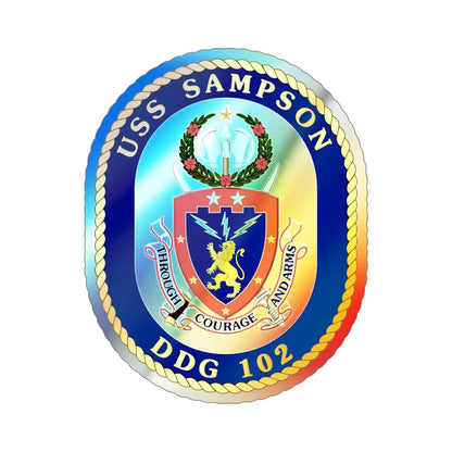 USS Sampson DDG 102 (U.S. Navy) Holographic STICKER Die-Cut Vinyl Decal 4 Inch Holographic - The Sticker Space