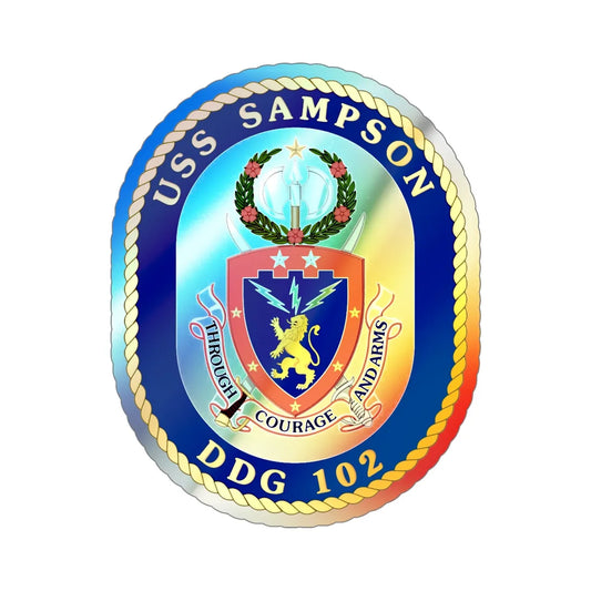 USS Sampson DDG 102 (U.S. Navy) Holographic STICKER Die-Cut Vinyl Decal 6 Inch Holographic - The Sticker Space