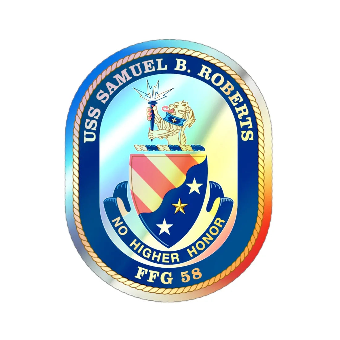 USS Samuel B Roberts (U.S. Navy) Holographic STICKER Die-Cut Vinyl Decal 3 Inch Holographic - The Sticker Space