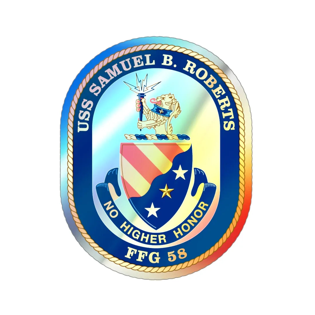 USS Samuel B Roberts (U.S. Navy) Holographic STICKER Die-Cut Vinyl Decal 4 Inch Holographic - The Sticker Space