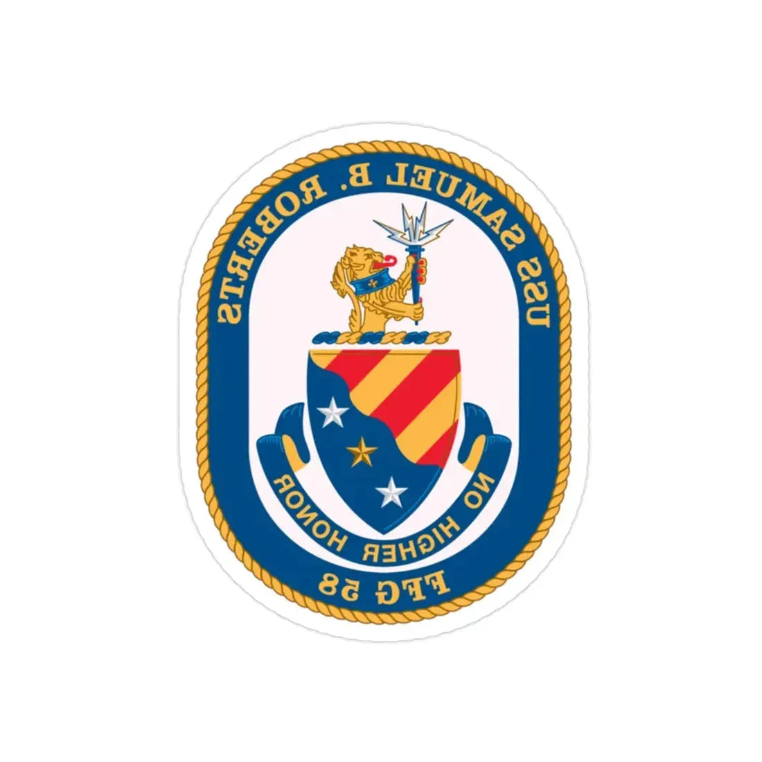 USS Samuel B Roberts (U.S. Navy) REVERSE PRINT Transparent Die-Cut STICKER 2 Inch Die-Cut Transparent - The Sticker Space