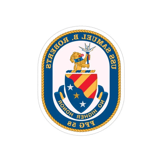 USS Samuel B Roberts (U.S. Navy) REVERSE PRINT Transparent Die-Cut STICKER 6 Inch Die-Cut Transparent - The Sticker Space