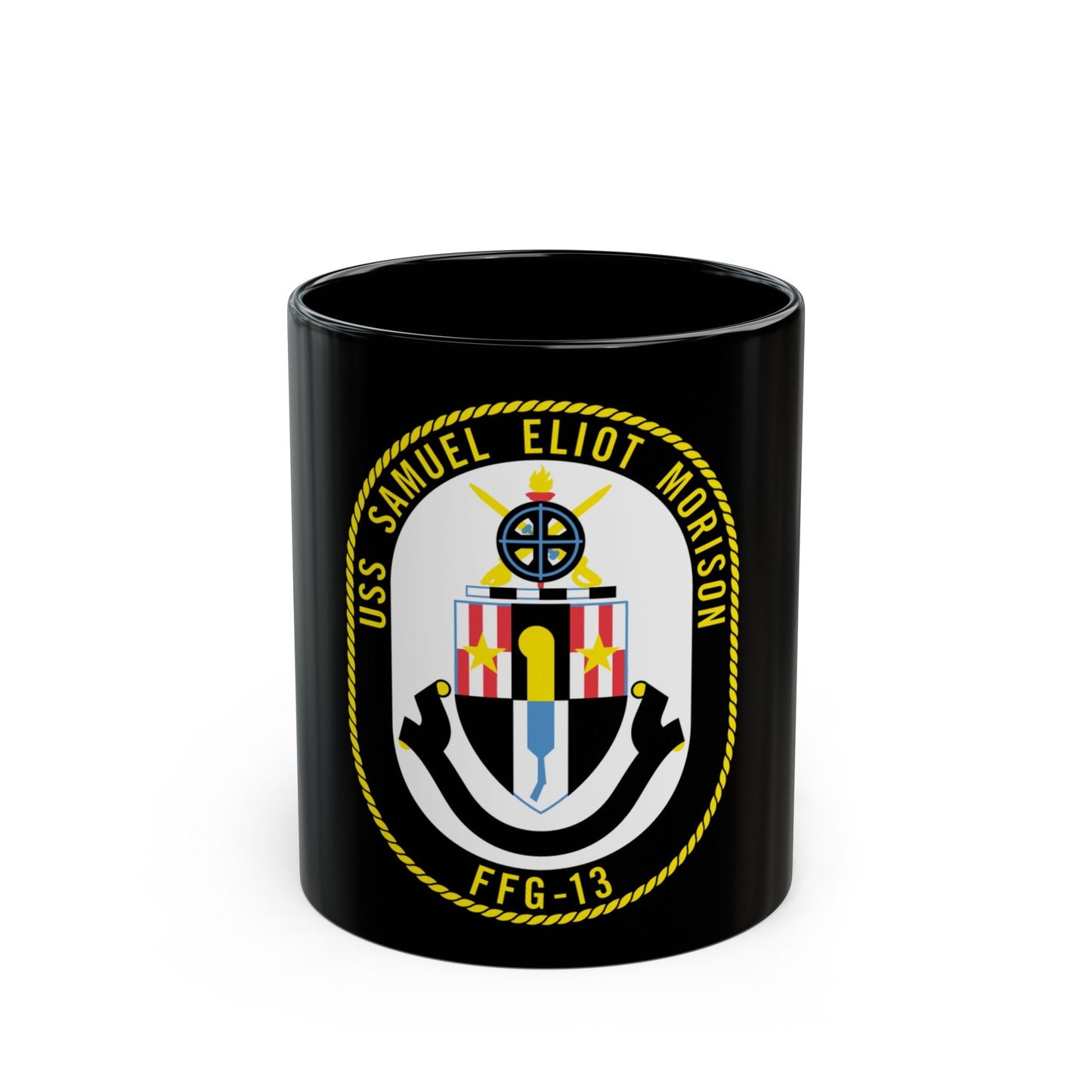 USS Samuel Elliot Morison FFG 13 (U.S. Navy) Black Coffee Mug-11oz-The Sticker Space