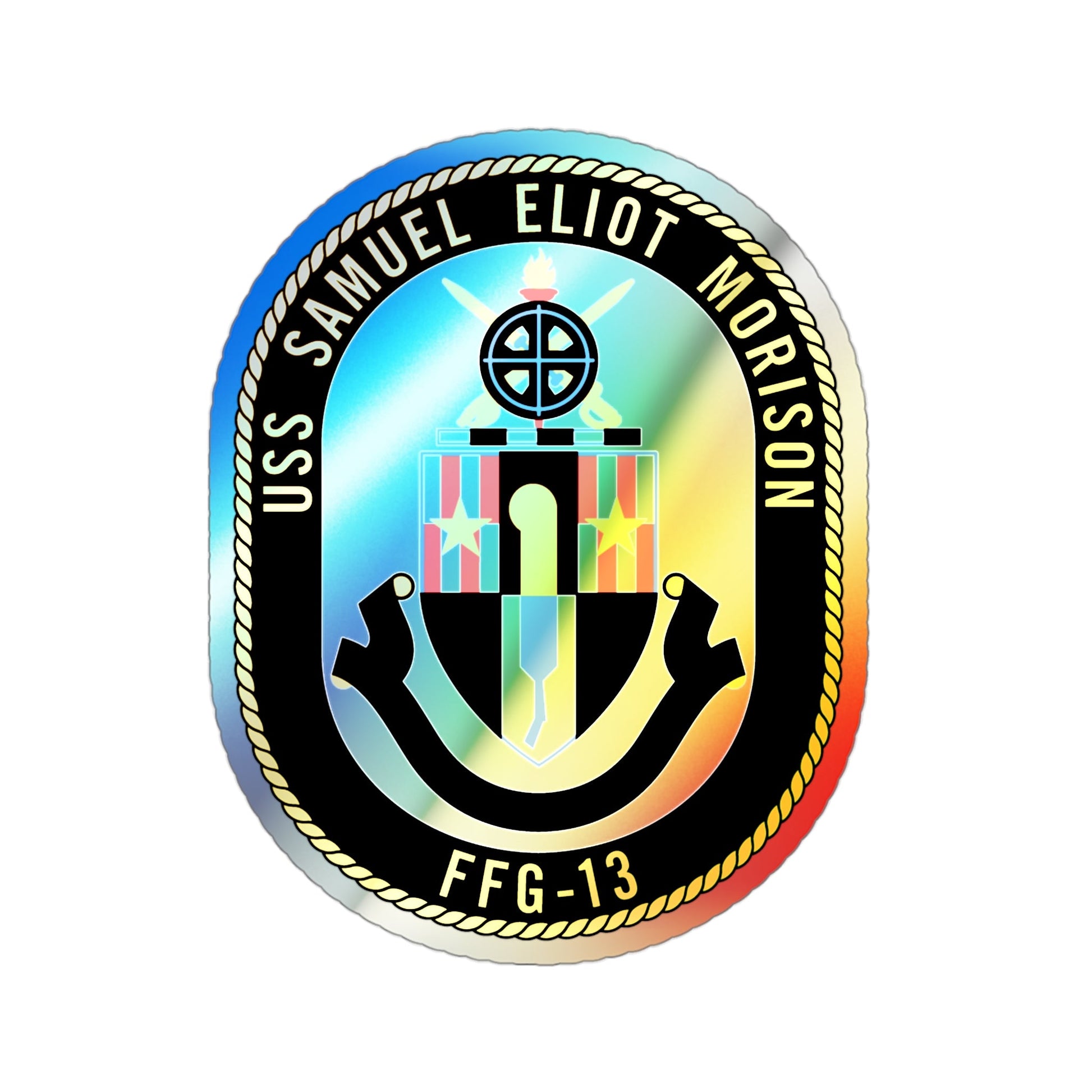 USS Samuel Elliot Morison FFG 13 (U.S. Navy) Holographic STICKER Die-Cut Vinyl Decal-3 Inch-The Sticker Space