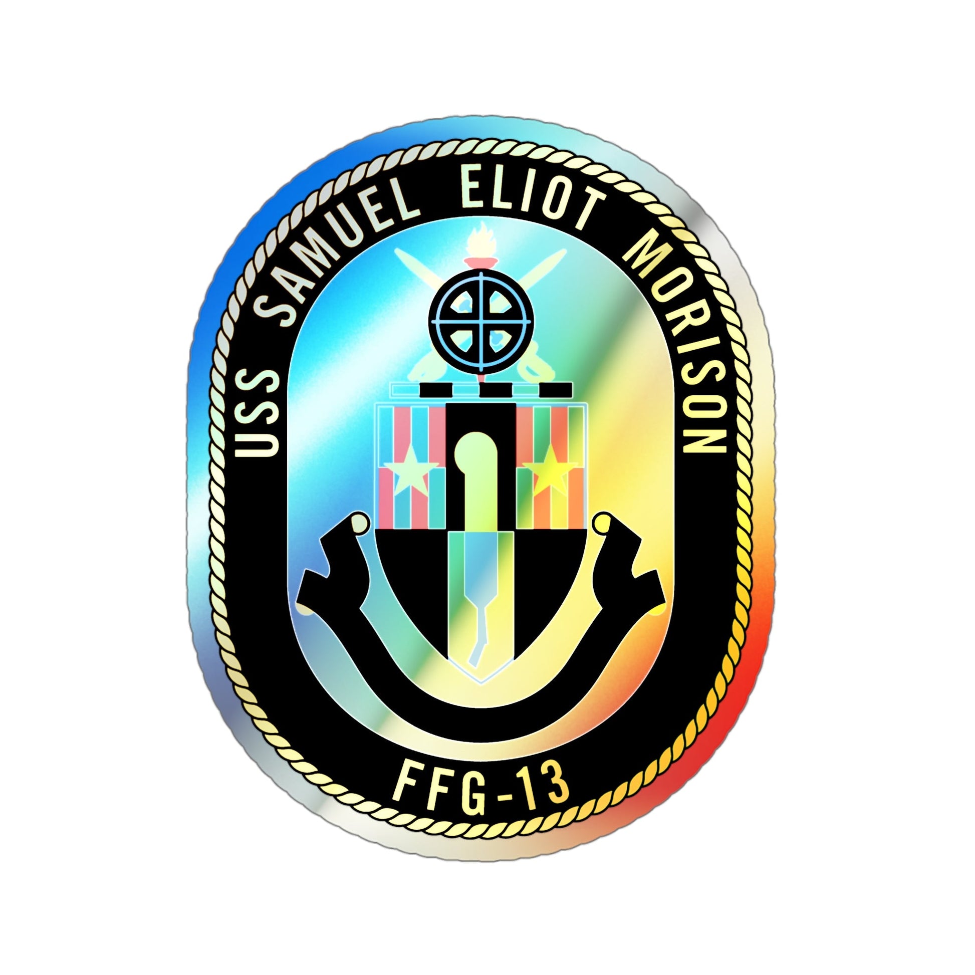 USS Samuel Elliot Morison FFG 13 (U.S. Navy) Holographic STICKER Die-Cut Vinyl Decal-4 Inch-The Sticker Space