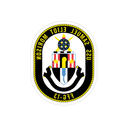 USS Samuel Elliot Morison FFG 13 (U.S. Navy) REVERSE PRINT Transparent STICKER-2" × 2"-The Sticker Space