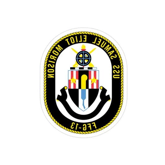 USS Samuel Elliot Morison FFG 13 (U.S. Navy) REVERSE PRINT Transparent Die-Cut STICKER 2 Inch Die-Cut Transparent - The Sticker Space