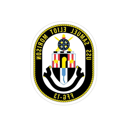 USS Samuel Elliot Morison FFG 13 (U.S. Navy) REVERSE PRINT Transparent Die-Cut STICKER 4 Inch Die-Cut Transparent - The Sticker Space