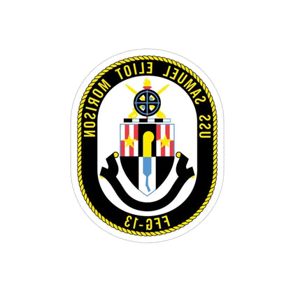 USS Samuel Elliot Morison FFG 13 (U.S. Navy) REVERSE PRINT Transparent Die-Cut STICKER 5 Inch Die-Cut Transparent - The Sticker Space