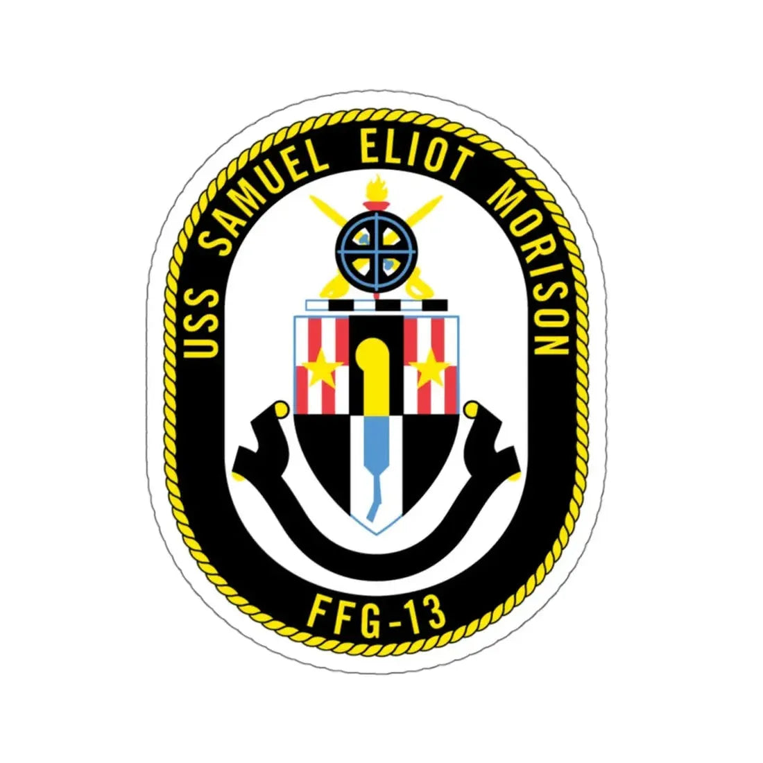 USS Samuel Elliot Morison FFG 13 (U.S. Navy) STICKER Vinyl Kiss-Cut Decal 4 Inch White - The Sticker Space