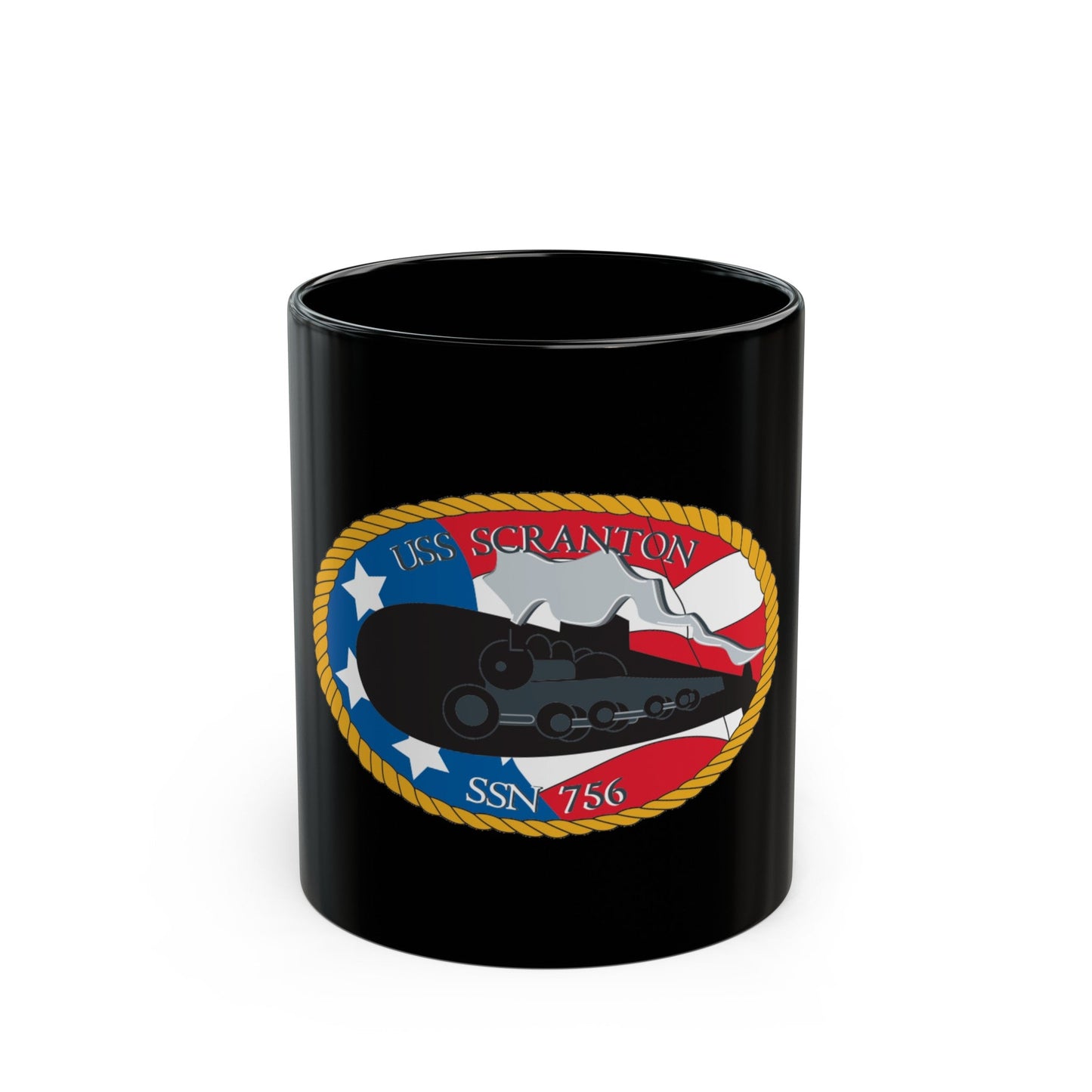 USS Scranton SSN 756 (U.S. Navy) Black Coffee Mug-11oz-The Sticker Space