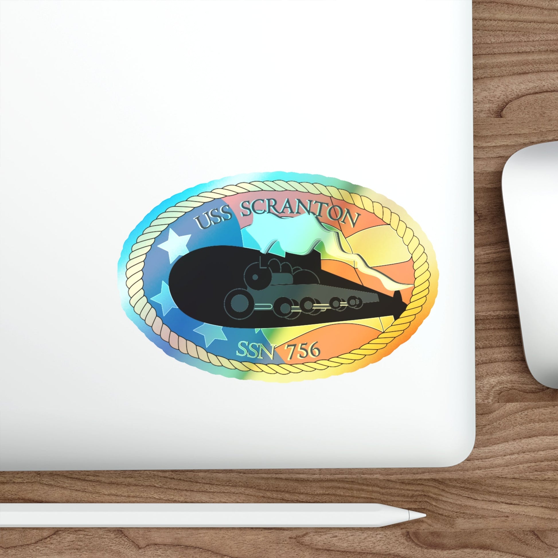 USS Scranton SSN 756 (U.S. Navy) Holographic STICKER Die-Cut Vinyl Decal-The Sticker Space