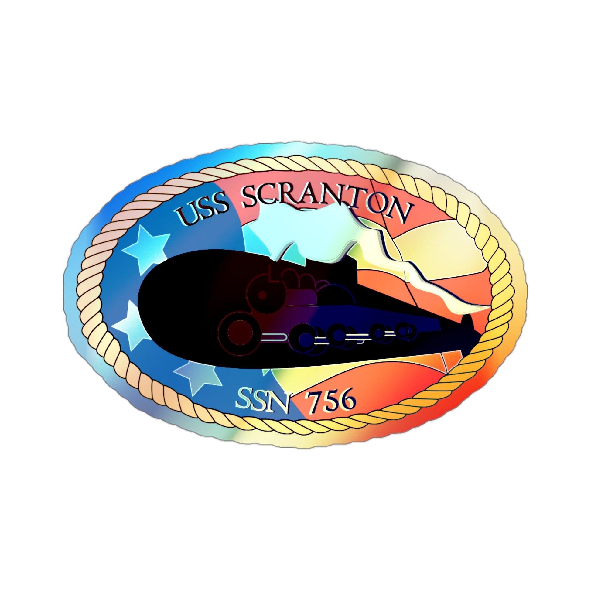 USS Scranton SSN 756 (U.S. Navy) Holographic STICKER Die-Cut Vinyl Decal-3 Inch-The Sticker Space