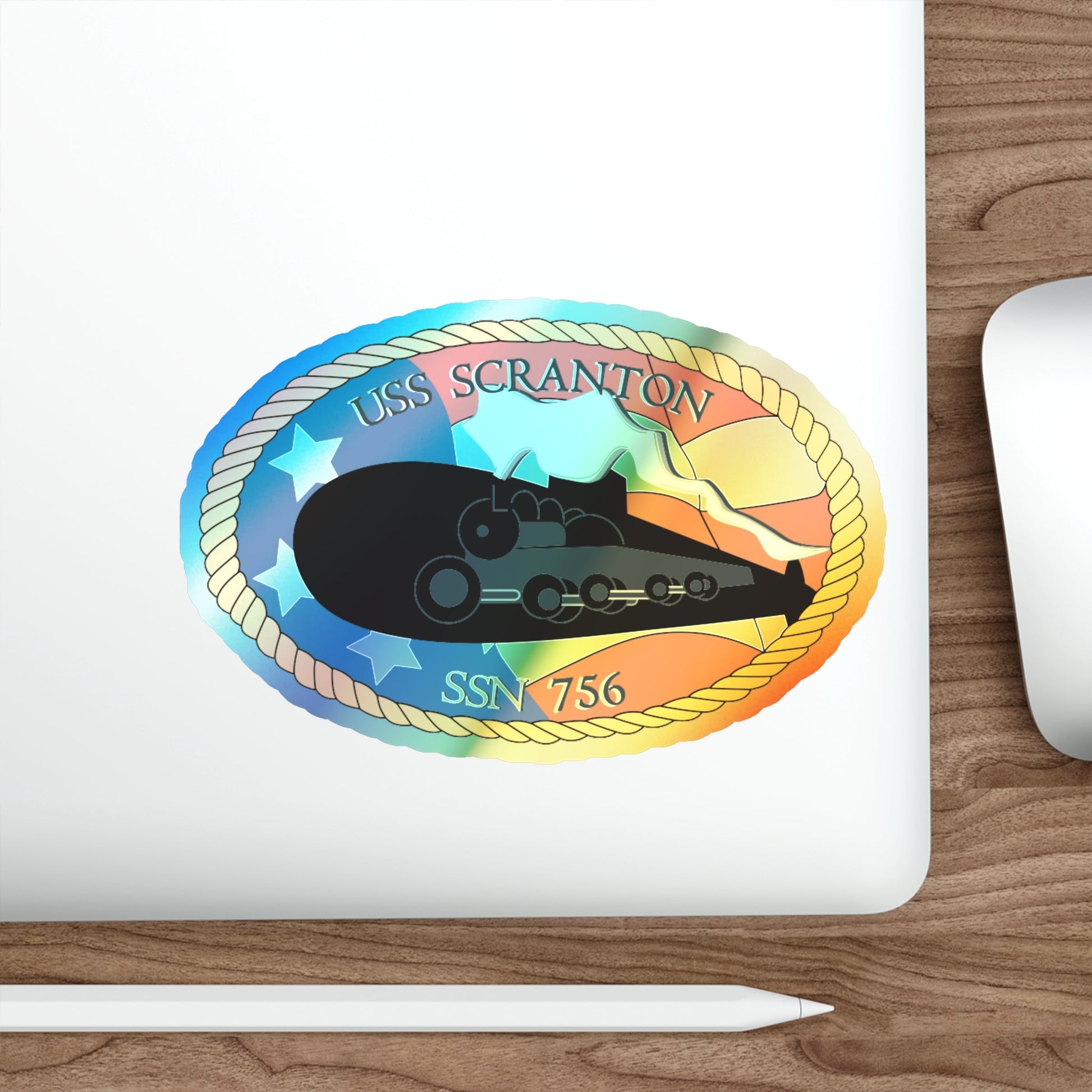 USS Scranton SSN 756 (U.S. Navy) Holographic STICKER Die-Cut Vinyl Decal-The Sticker Space