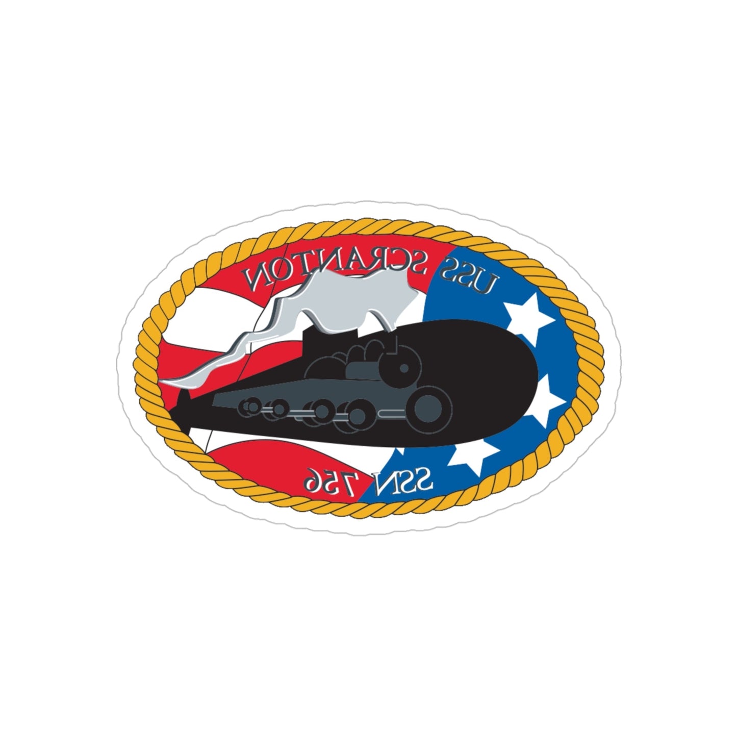 USS Scranton SSN 756 (U.S. Navy) REVERSE PRINT Transparent STICKER-4 Inch-The Sticker Space