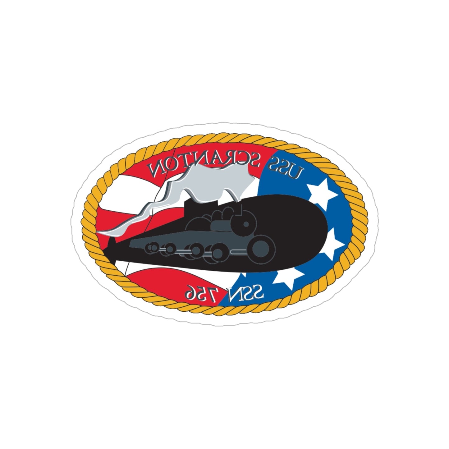 USS Scranton SSN 756 (U.S. Navy) REVERSE PRINT Transparent STICKER-6 Inch-The Sticker Space